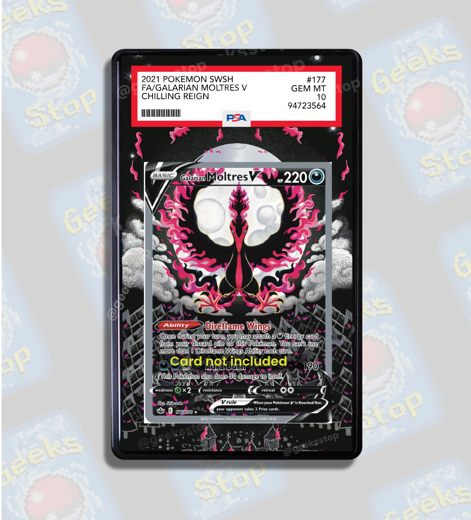 Moltres V Alt Art PSA CGC Beckett | Extended Art Display Case for Pokemon Card