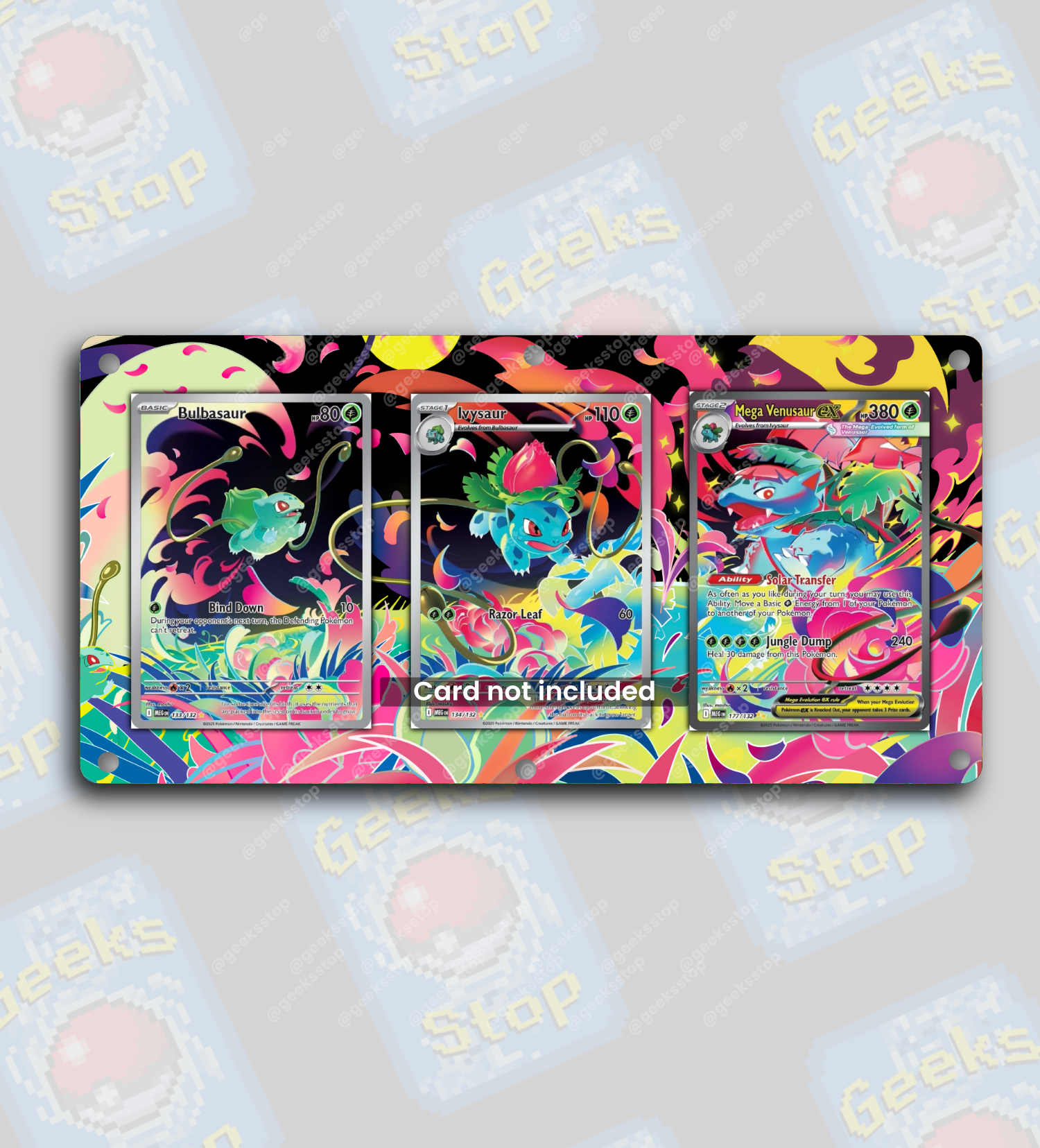 Bulbasaur Ivysaur Mega Venusaur ex | Extended Art Display Case for Pokemon Card