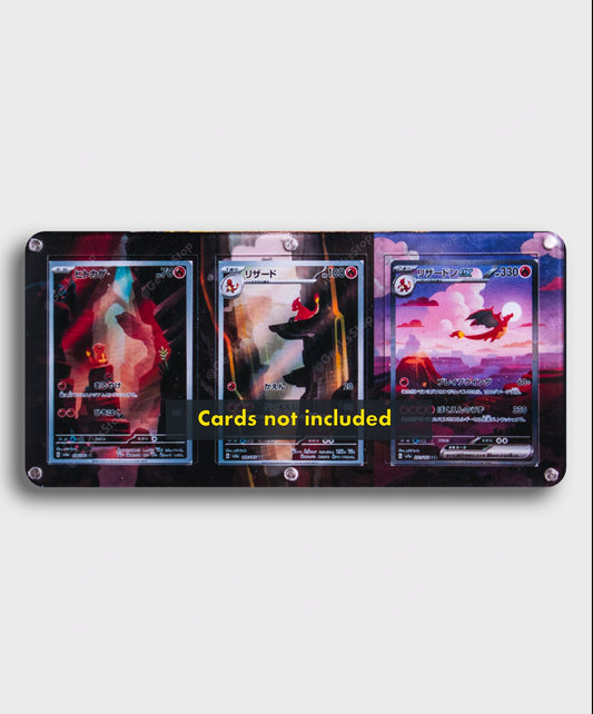 Charmander Charmeleon Charizard ex 151 | Card Display Case Extended Art for Pokemon Card