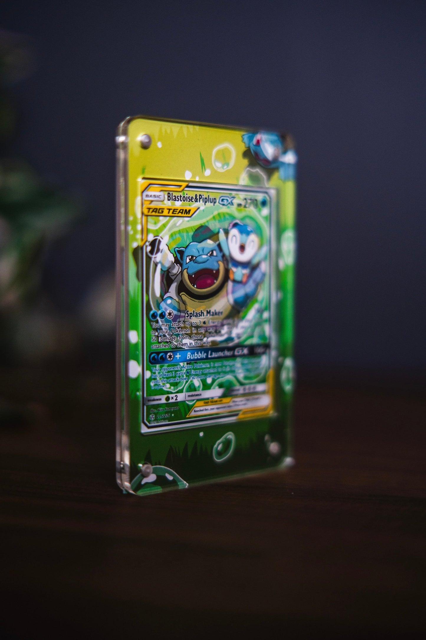 Blastoise & Piplup GX 215/236 | Card Display Case Extended Art for Pokemon Card