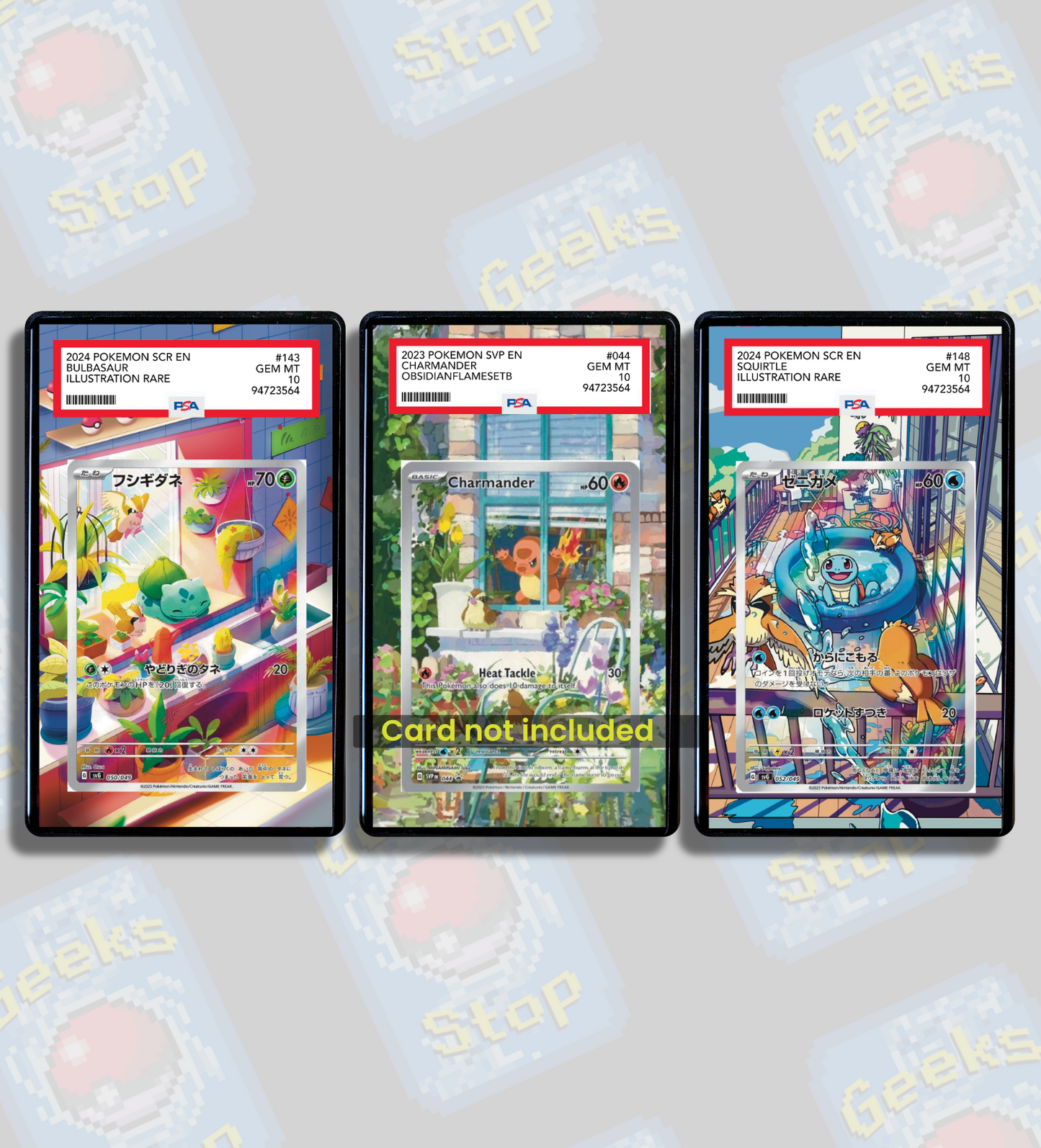 Bulbasaur Charmander Squirtle AR PSA CGC Beckett | Extended Art Display Case for Pokemon Card