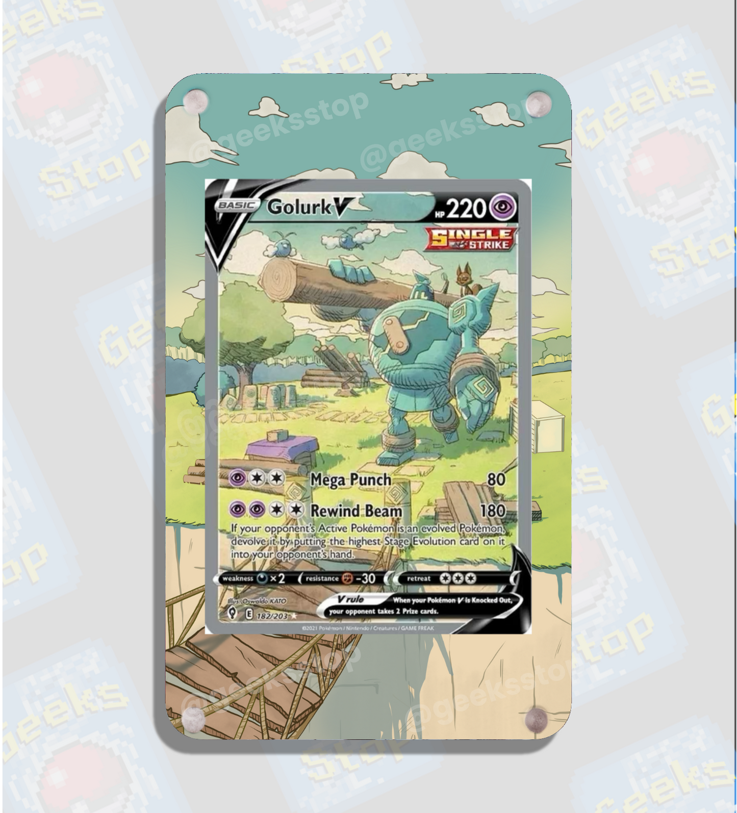 Golurk V Alternate Art | Card Display Case Extended Art for Pokemon Card