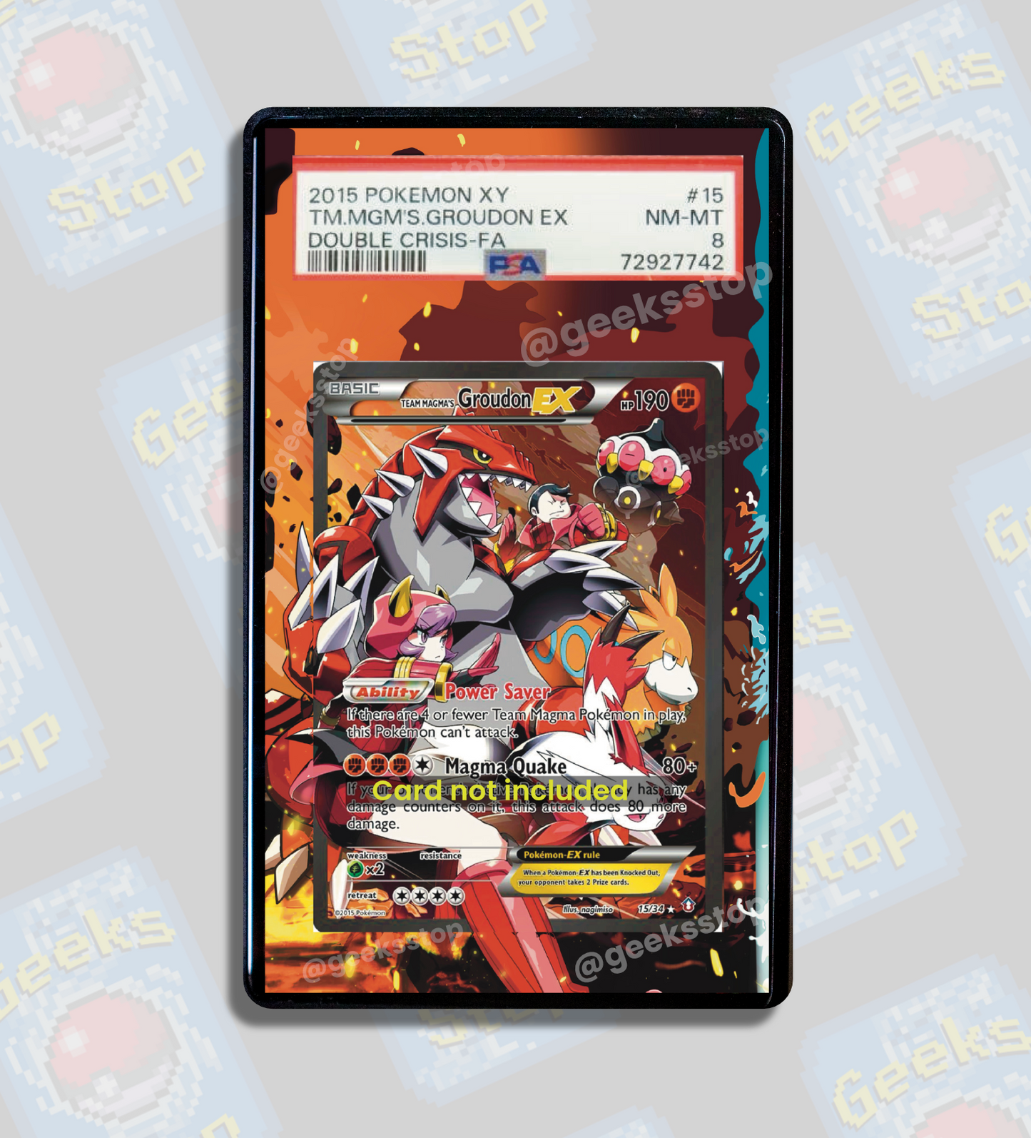 Team Magma’s Groudon vs Team Aqua’s Kyogre ex PSA CGC Beckett | Extended Art Display Case for Graded Pokemon Card