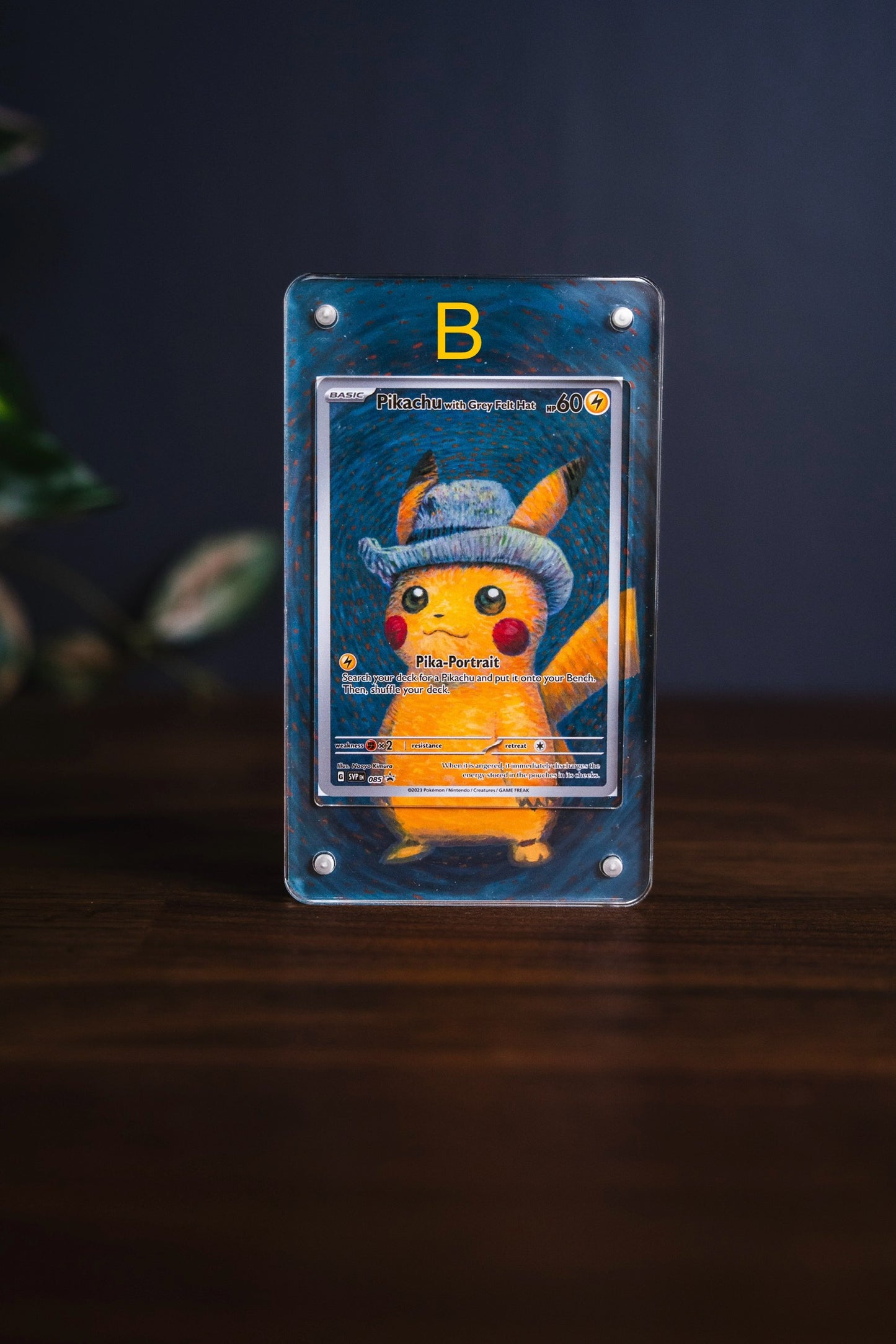 Pikachu with Grey Felt Hat | Card Display Case Extended Art for Pokemon Card