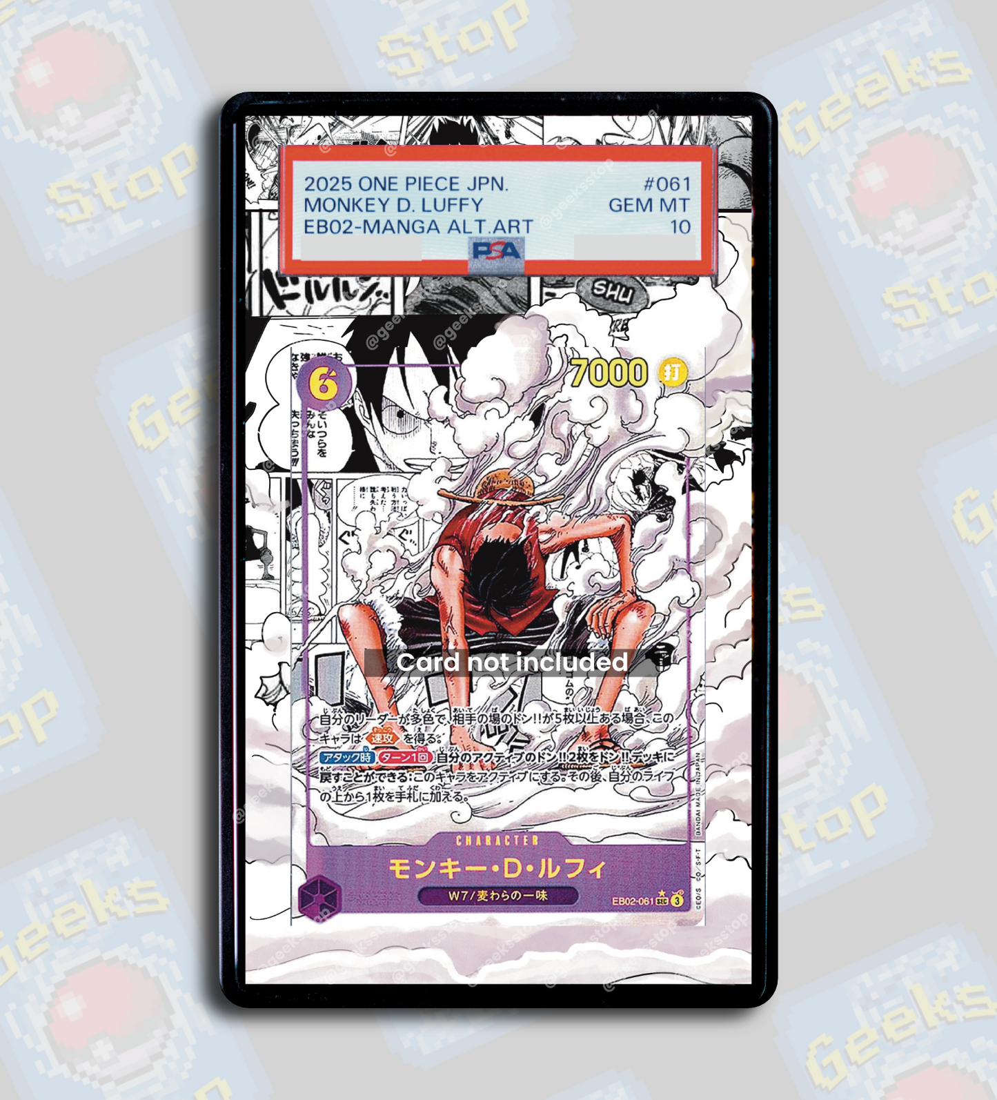 Luffy EB02 Gear 2 Manga PSA TAG Beckett | Extended Art Display Case for One Piece Card