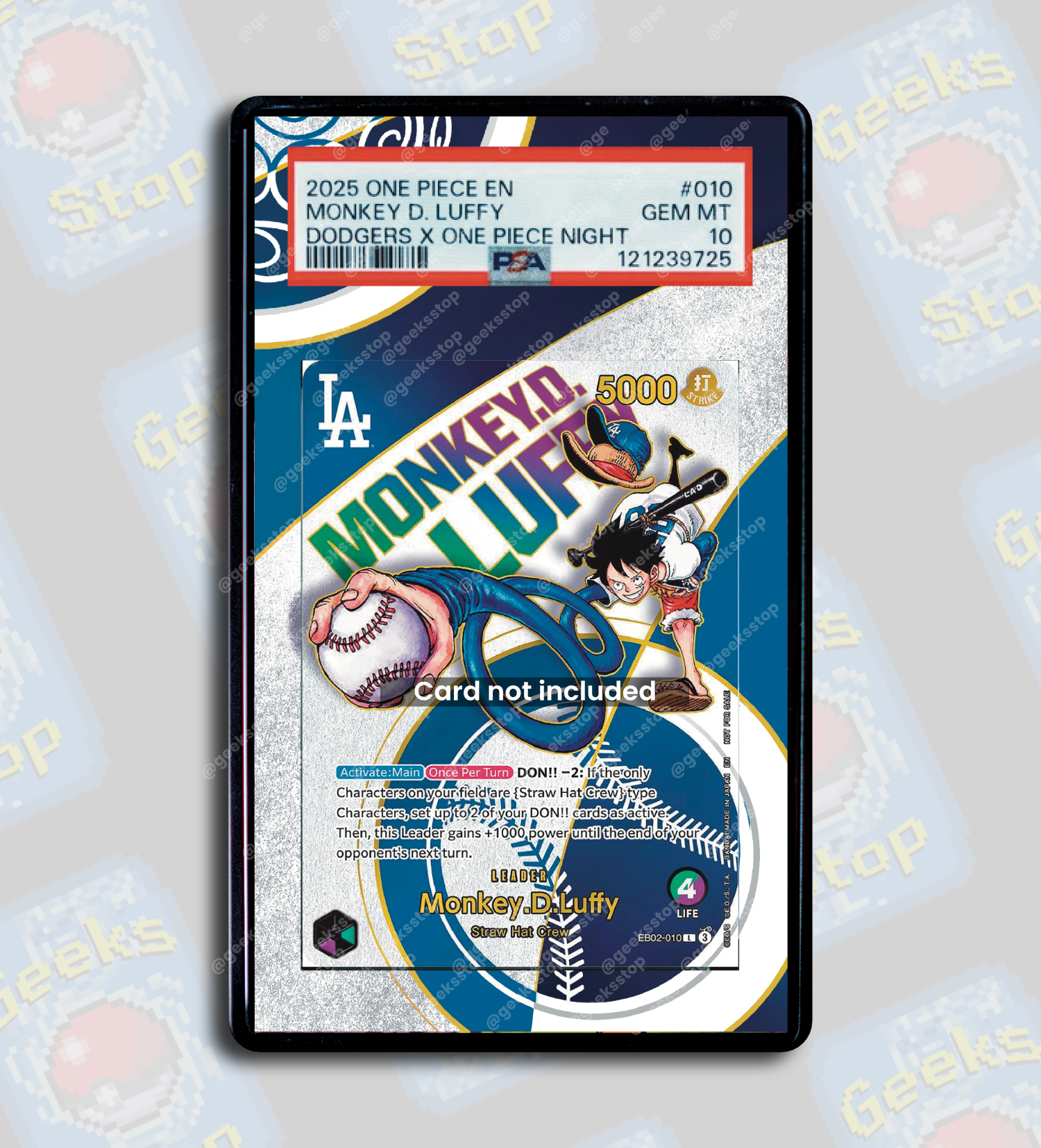 Luffy x LA Dodgers Promo PSA TAG Beckett Magazine Promo | Display Case Extended Art for Graded One Piece Card