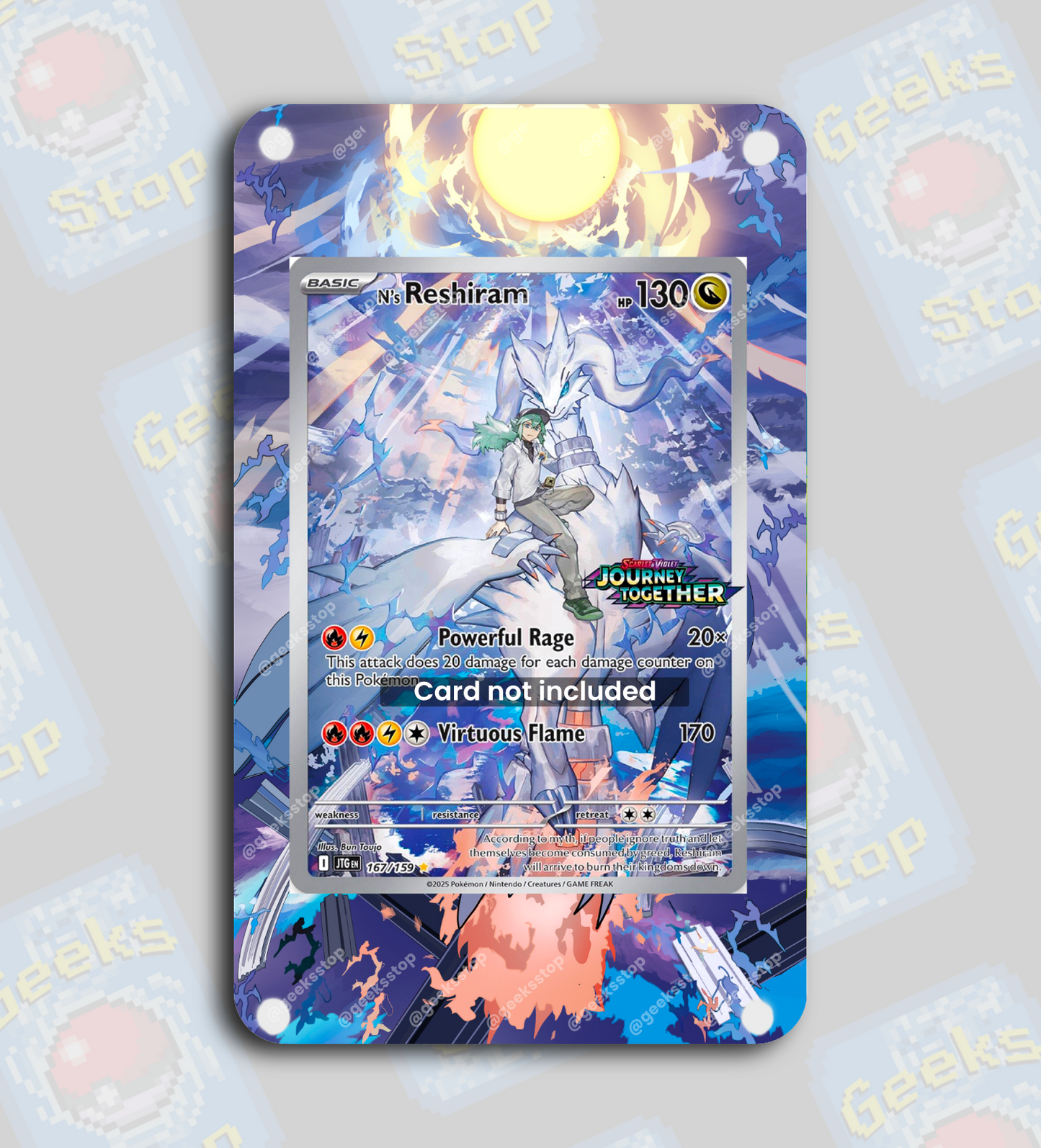 N’s Reshiram AR | Display Case Extended Art for Pokemon Journey Together Card