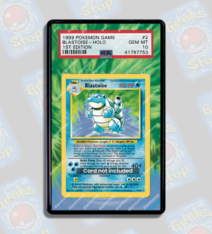 Blastoise 1st Edition Base Set PSA CGC Beckett | Extended Art Display Case for Pokemon Card