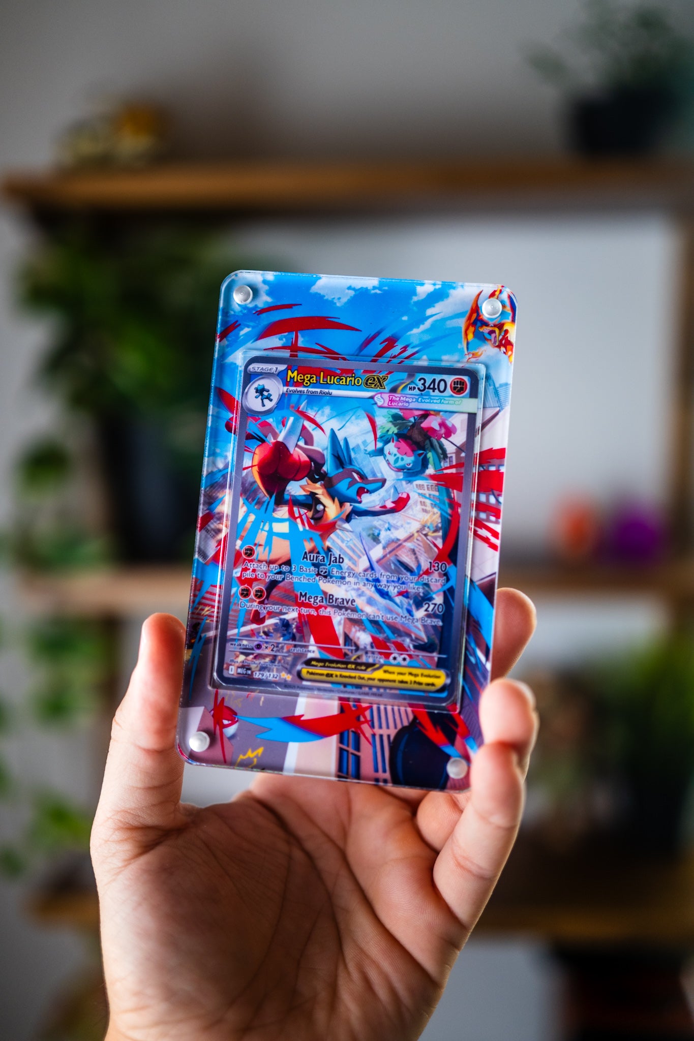 Mega Lucario ex SAR | Extended Art Display Case for Pokemon Card
