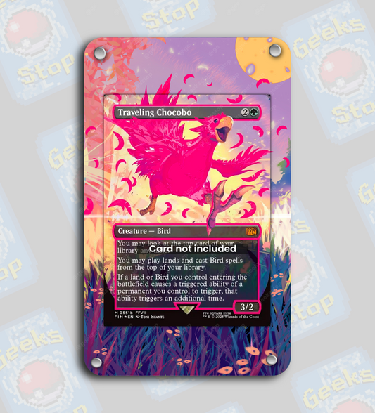 Traveling Chocobo (Pink) | Extended Art Display Case for Magic the Gathering