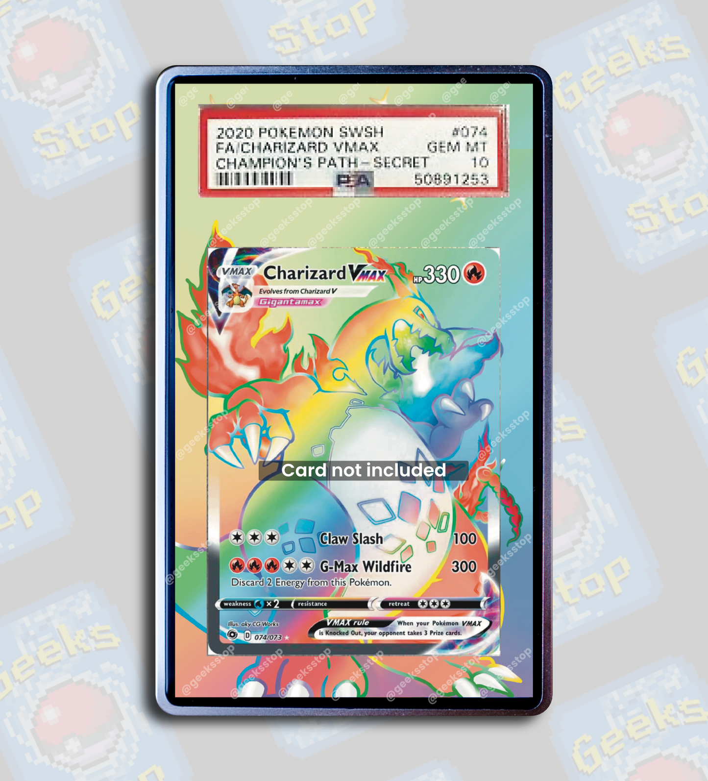 Charizard VMAX Champion’s Path PSA TAG Beckett | Display Case Extended Art for Pokemon Card