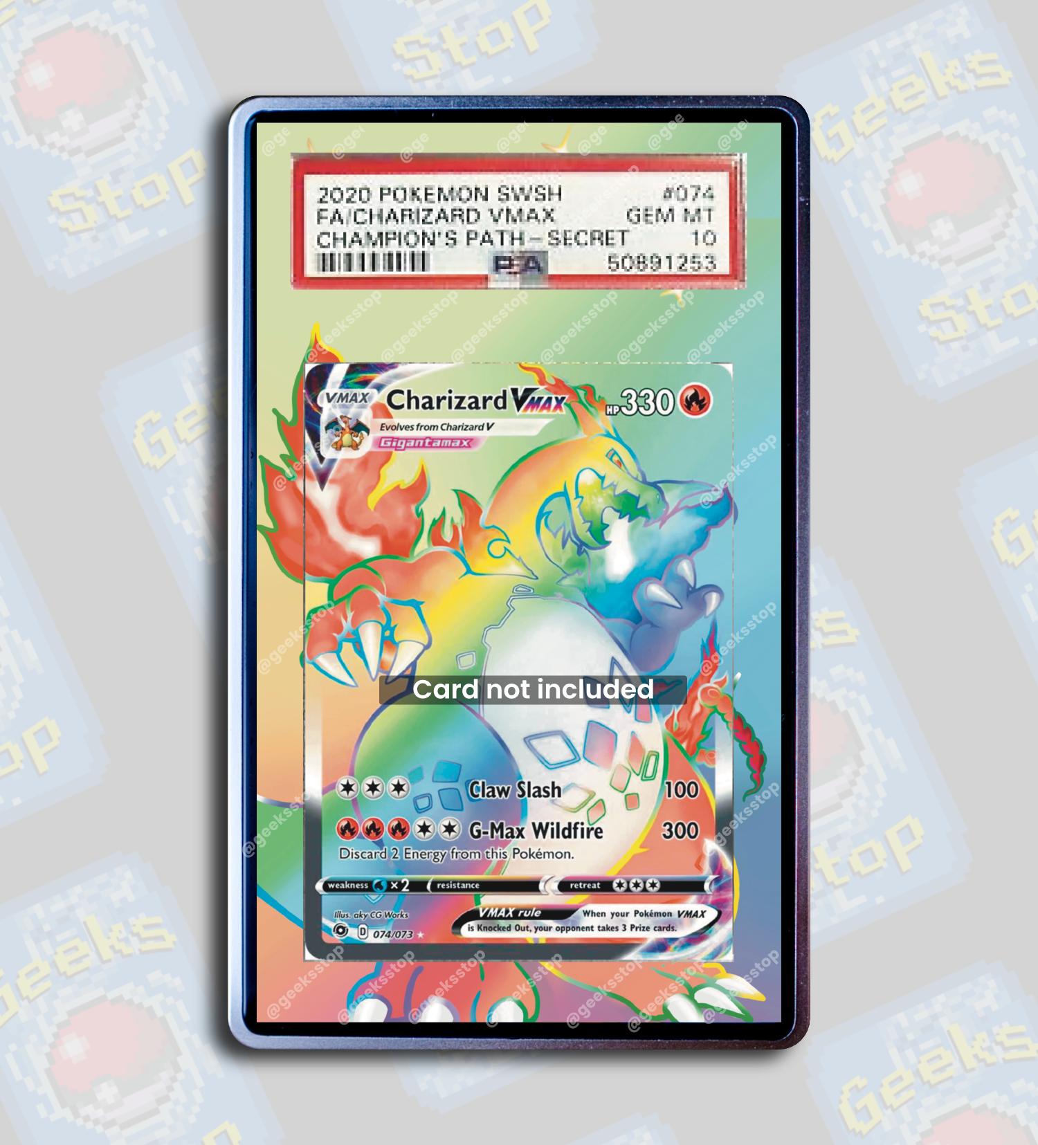 Charizard VMAX Champion’s Path PSA TAG Beckett | Display Case Extended Art for Pokemon Card