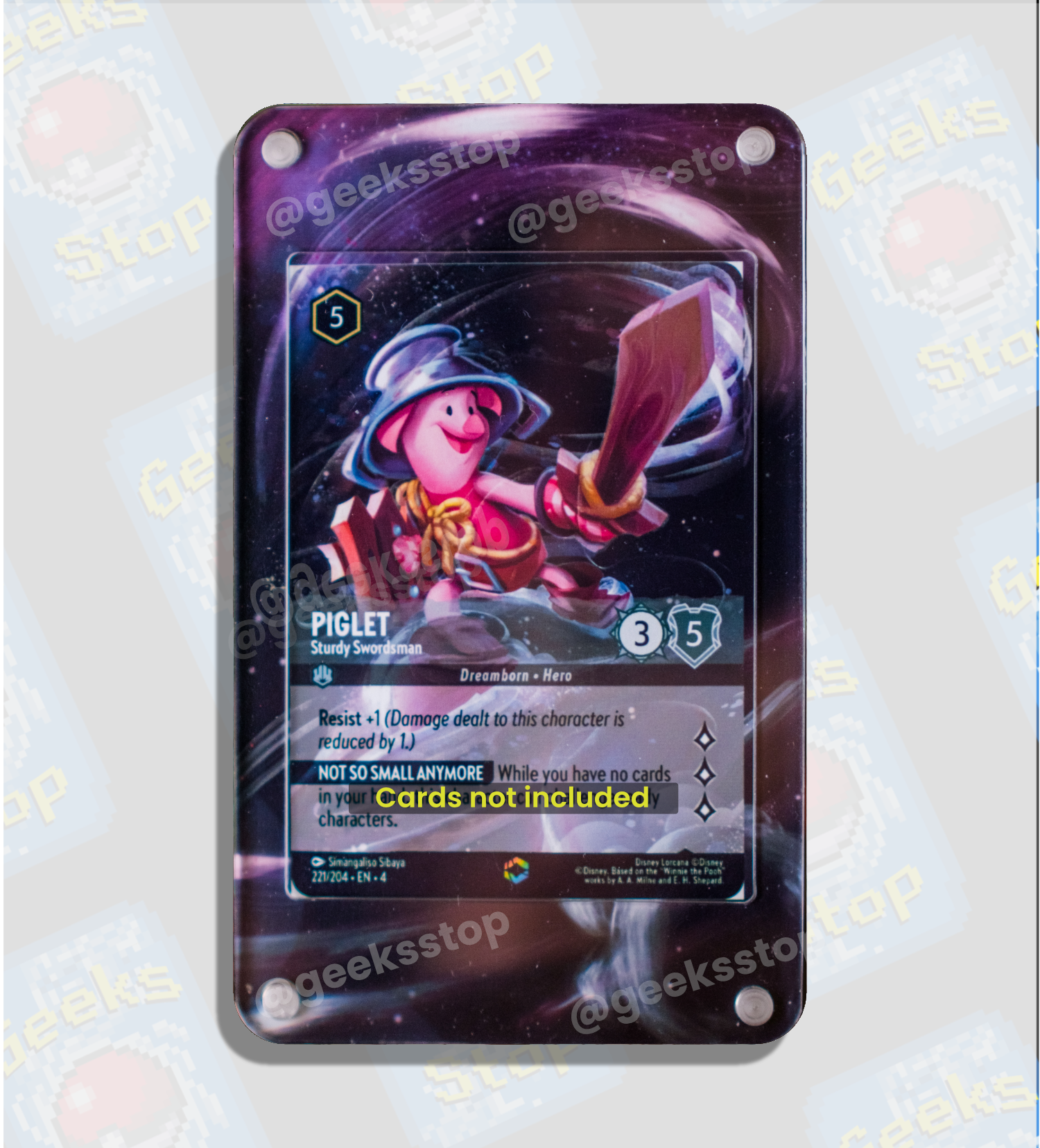 Piglet Sturdy Swordsman Enchanted - Extended Art Custom Display Case for Lorcana Card