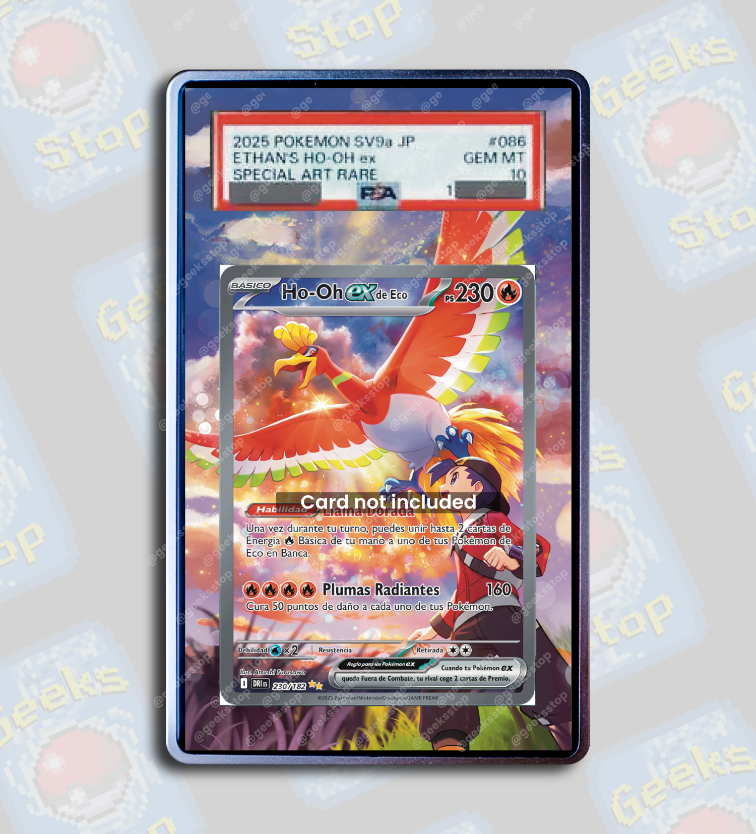 Ethan’s Ho-Oh ex SAR PSA TAG Beckett | Display Case Extended Art for Pokemon Card