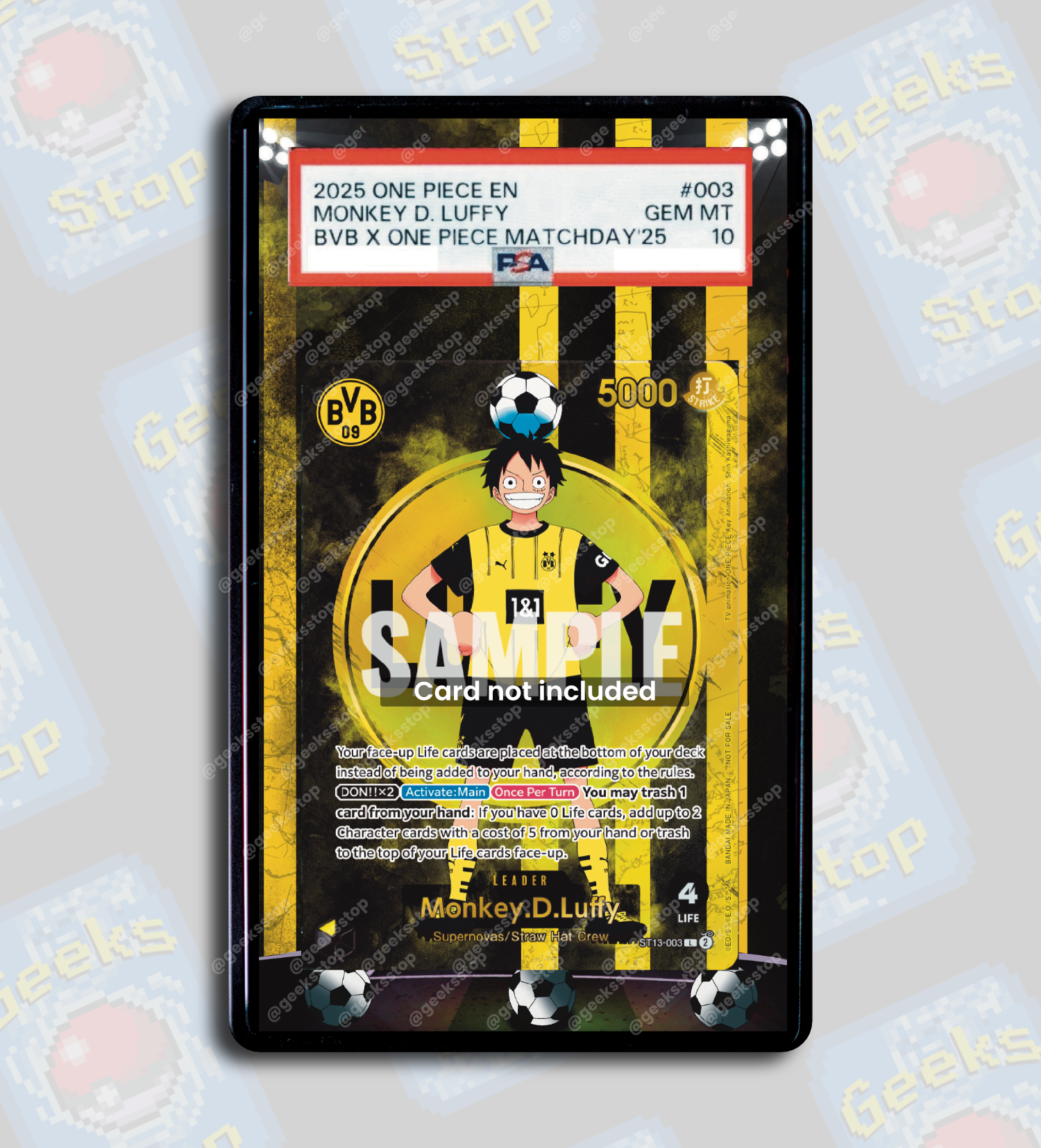 Luffy x BVB Promo PSA TAG Beckett Magazine Promo | Display Case Extended Art for Graded One Piece Card