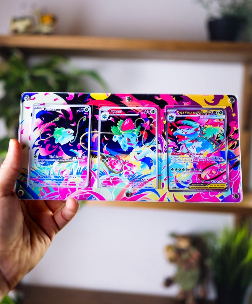 Bulbasaur Ivysaur Mega Venusaur ex | Extended Art Display Case for Pokemon Card