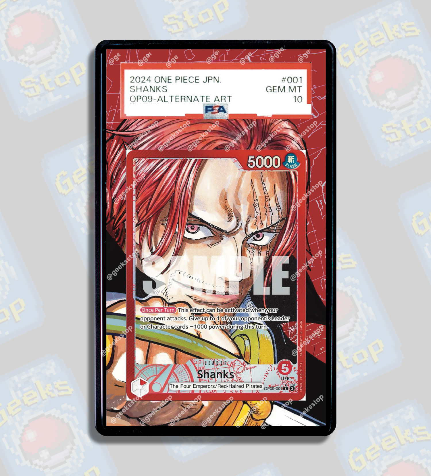 Shanks Leader OP09 PSA CGC Beckett | Extended Art Display Case for Graded One Piece Card