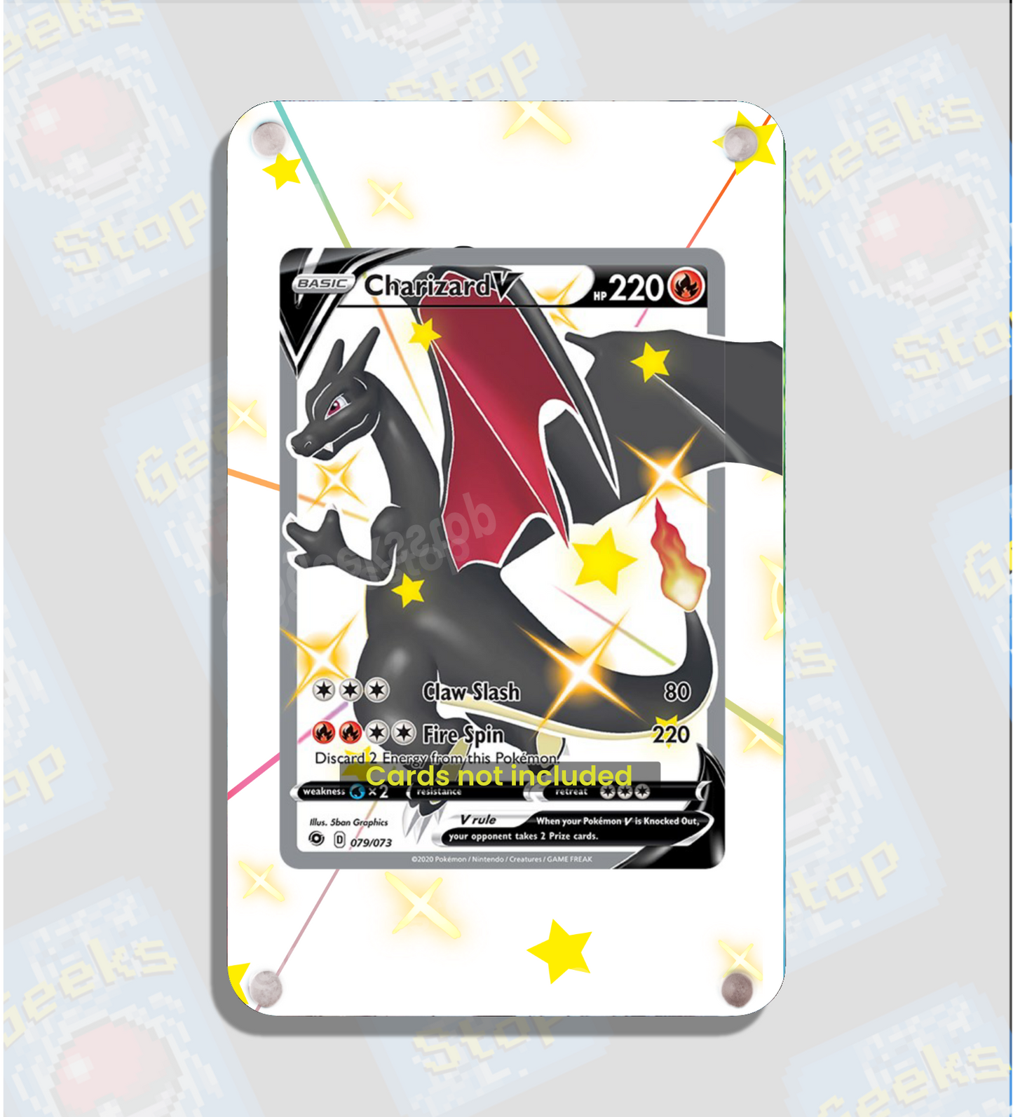 Shiny Charizard V Full Art | Card Display Case Extended Art for Pokemon Card