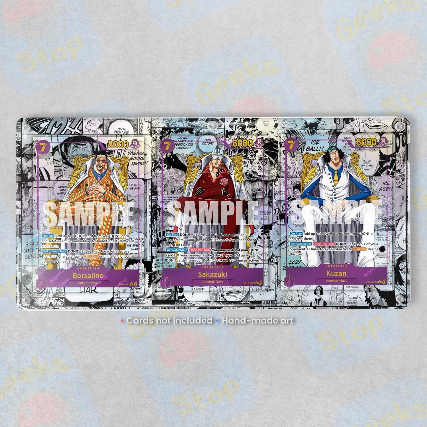 Borsalino Sakazuki Zukan Three Admirals OP16 Manga Cards | Extended Art Display Case for One Piece