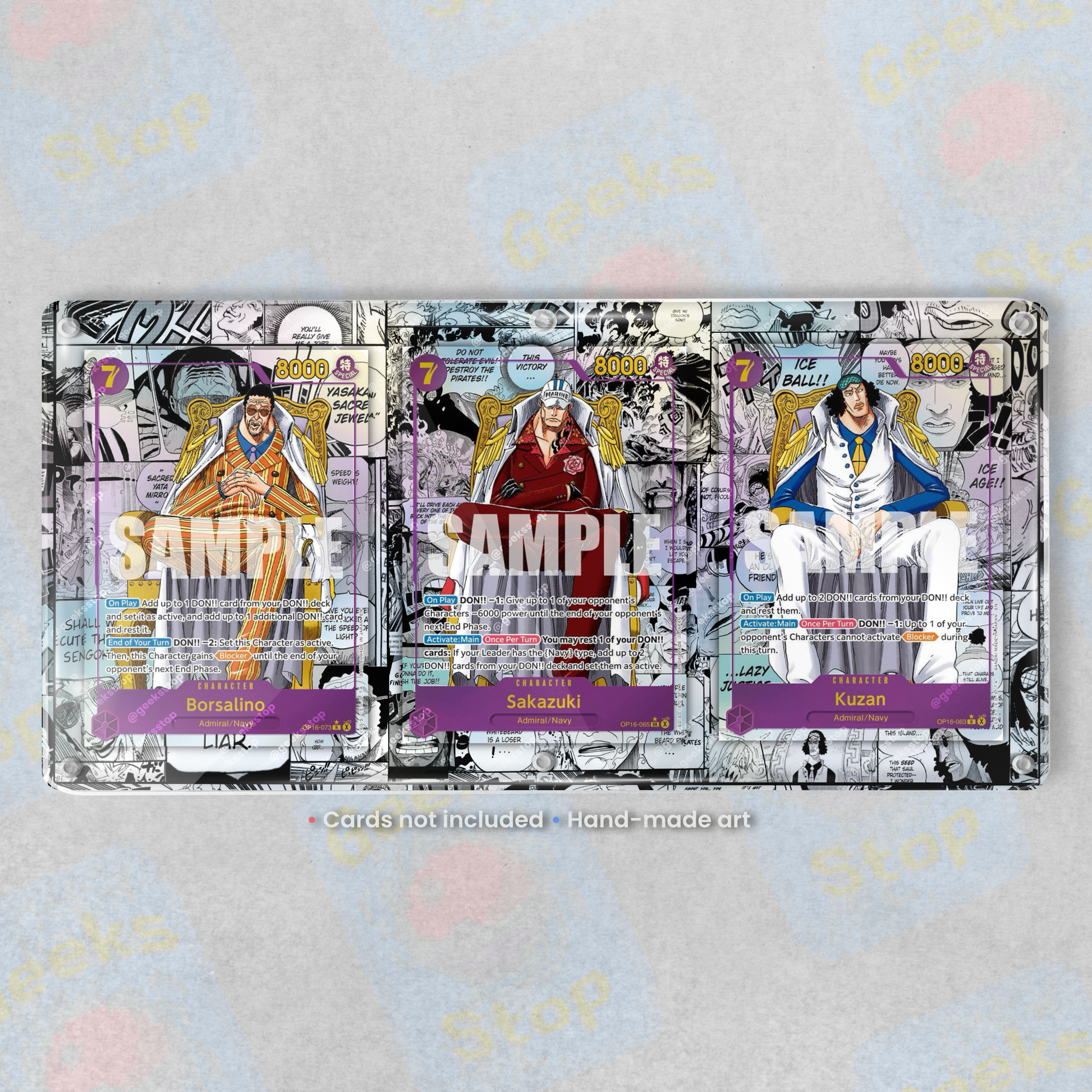 Borsalino Sakazuki Zukan Three Admirals OP16 Manga Cards | Extended Art Display Case for One Piece