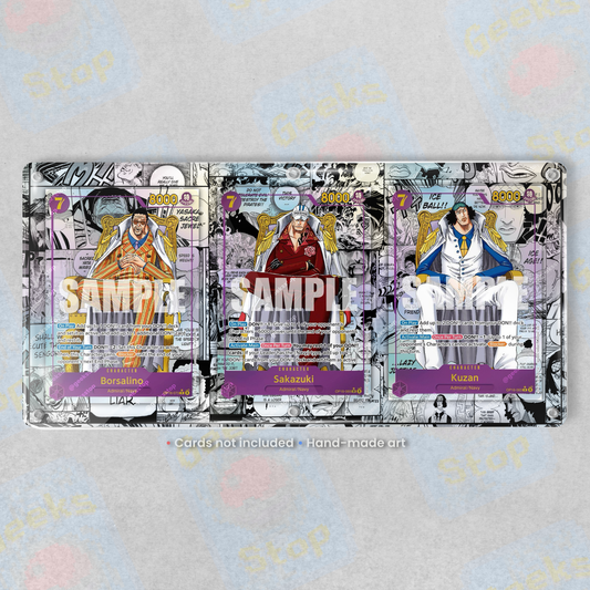 Borsalino Sakazuki Zukan Three Admirals OP16 Manga Cards | Extended Art Display Case for One Piece