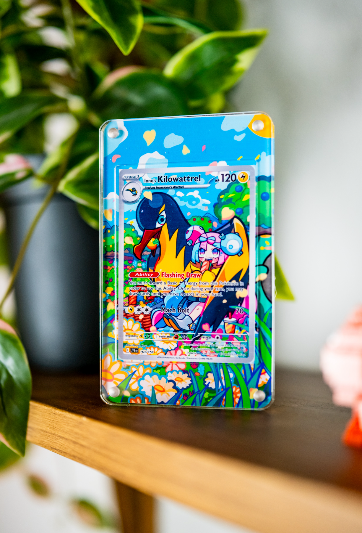 Iono’s Kilowattrel AR | Display Case Extended Art for Pokemon Journey Together Card