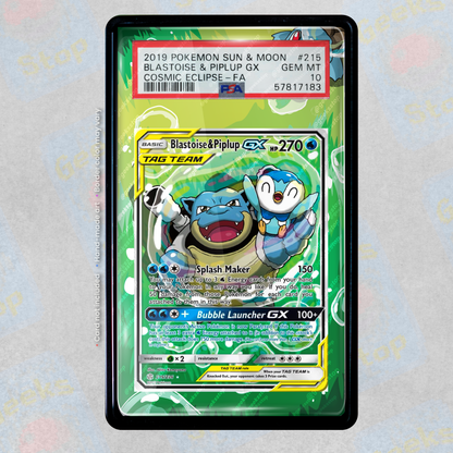 Blastoise Piplup GX Alt Art PSA TAG Beckett | Display Case Extended Art for Pokemon Card