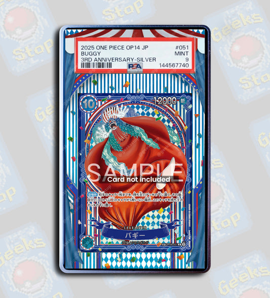 Buggy SP OP14 Silver PSA TAG Beckett | Extended Art Display Case for Graded One Piece Card