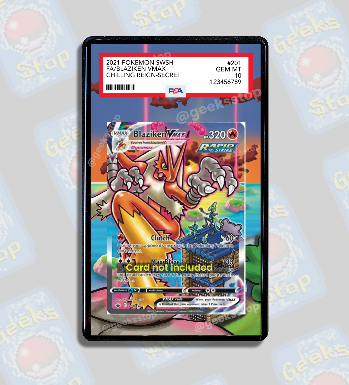 Blaziken VMAX Alt Art PSA CGC Beckett | Display Case Extended Art for Graded Pokemon Card