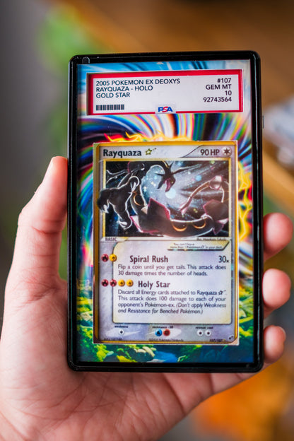 Rayquaza Gold Star PSA | Graded Display Case Extended Art for Pokémon Slab