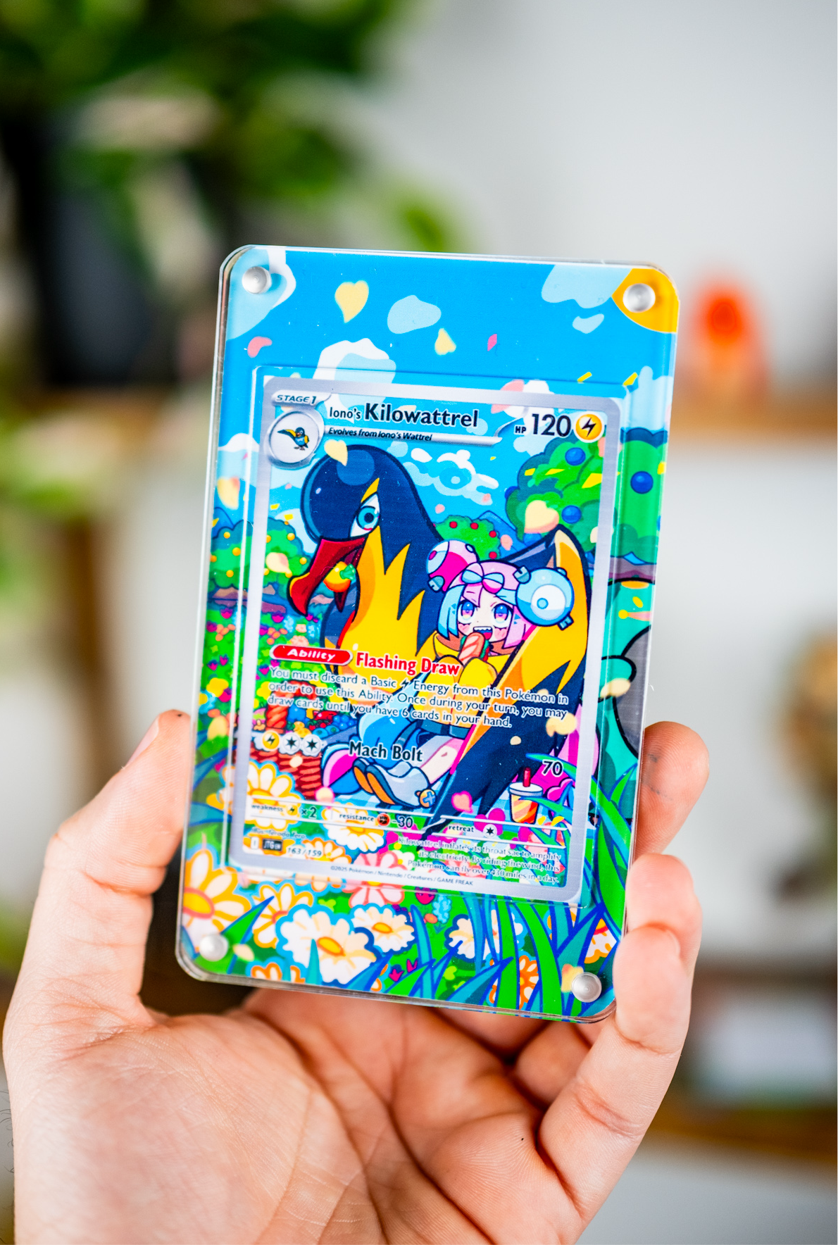 Iono’s Kilowattrel AR | Display Case Extended Art for Pokemon Journey Together Card