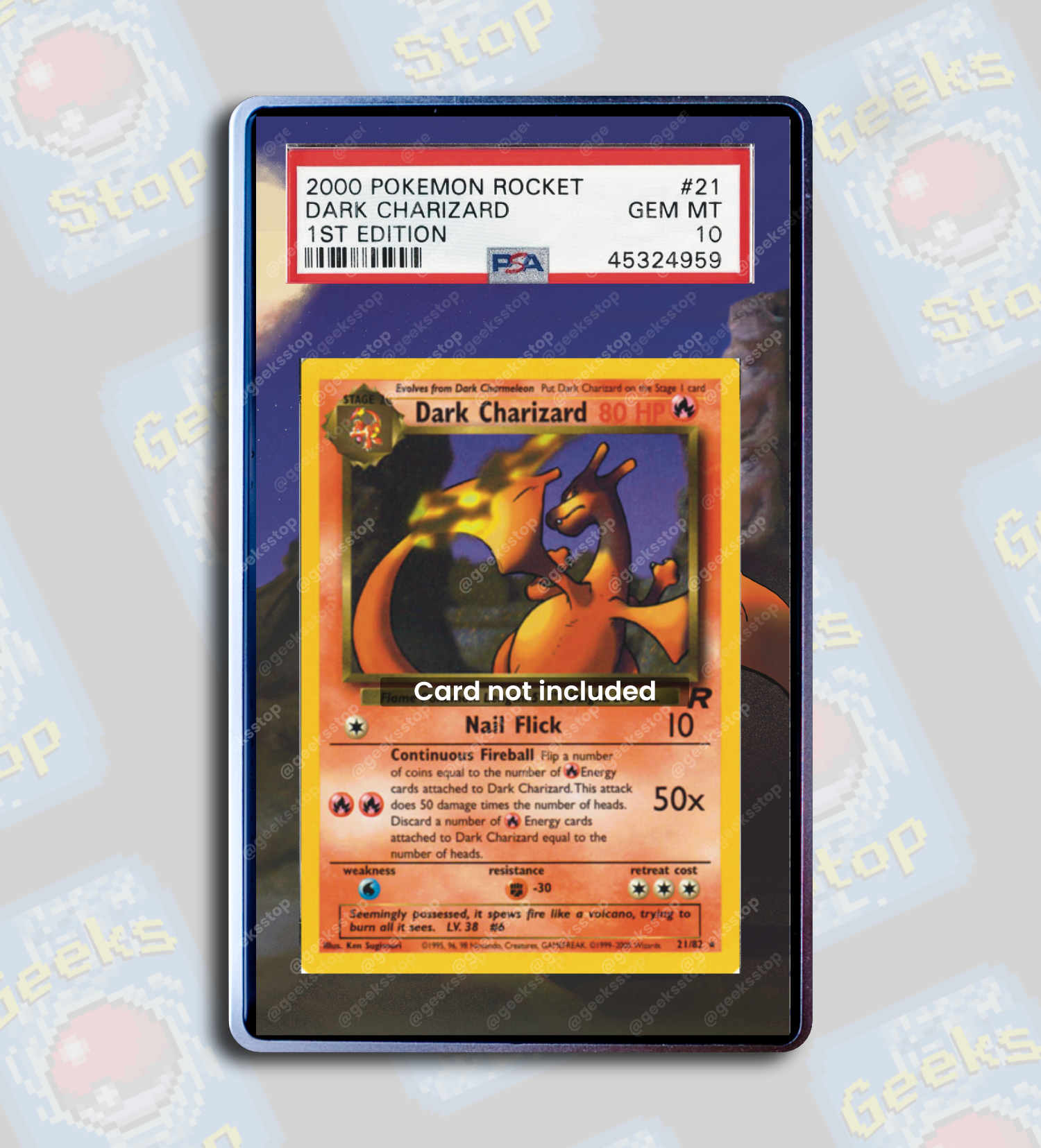 Dark Charizard 1st Edition Extended Art Display Case for Graded Card