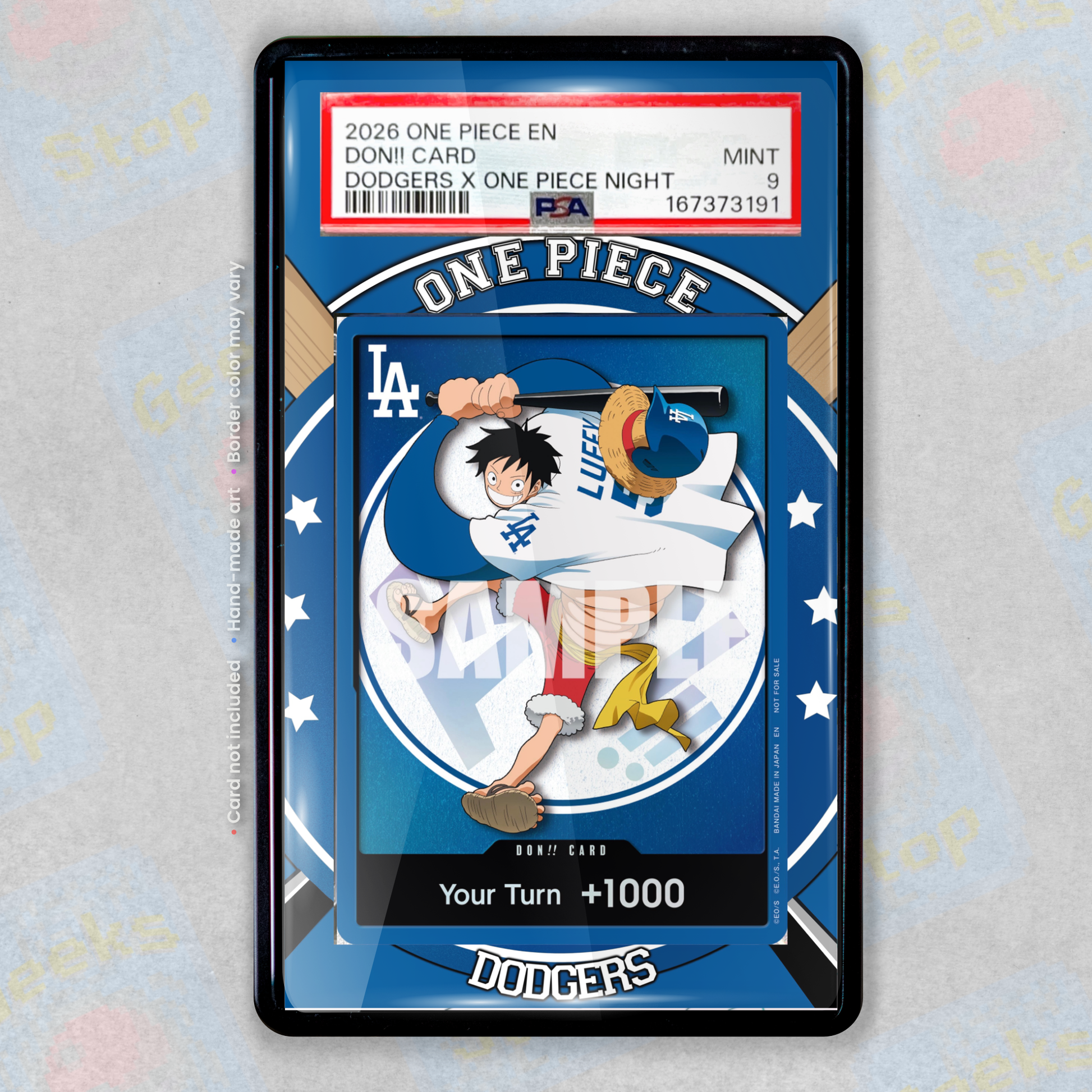 Luffy x LA Dodgers DON PSA TAG Beckett | One Piece Extended Art Display Case