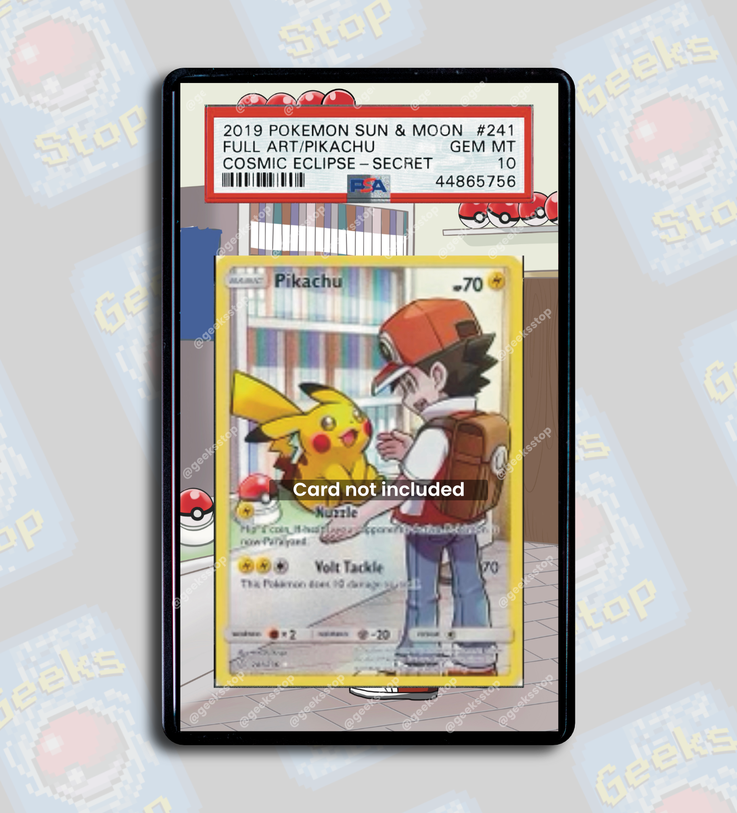 Pikachu #241 Secret PSA TAG Beckett | Display Case Extended Art for Graded Pokemon Card