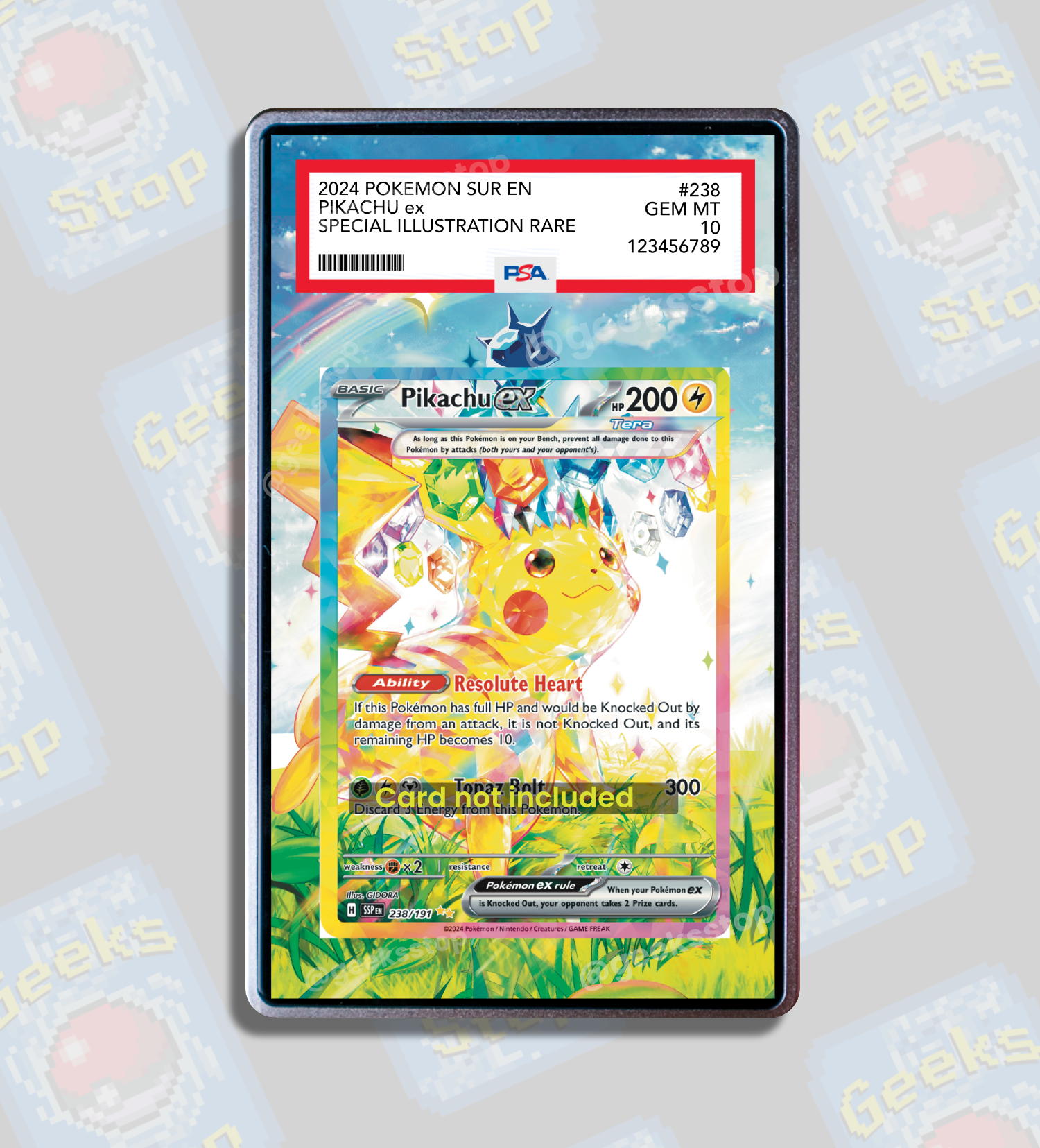 Pikachu ex SAR PSA CGC Beckett | Extended Art Display Case for Graded Pokémon Surging Sparks Card