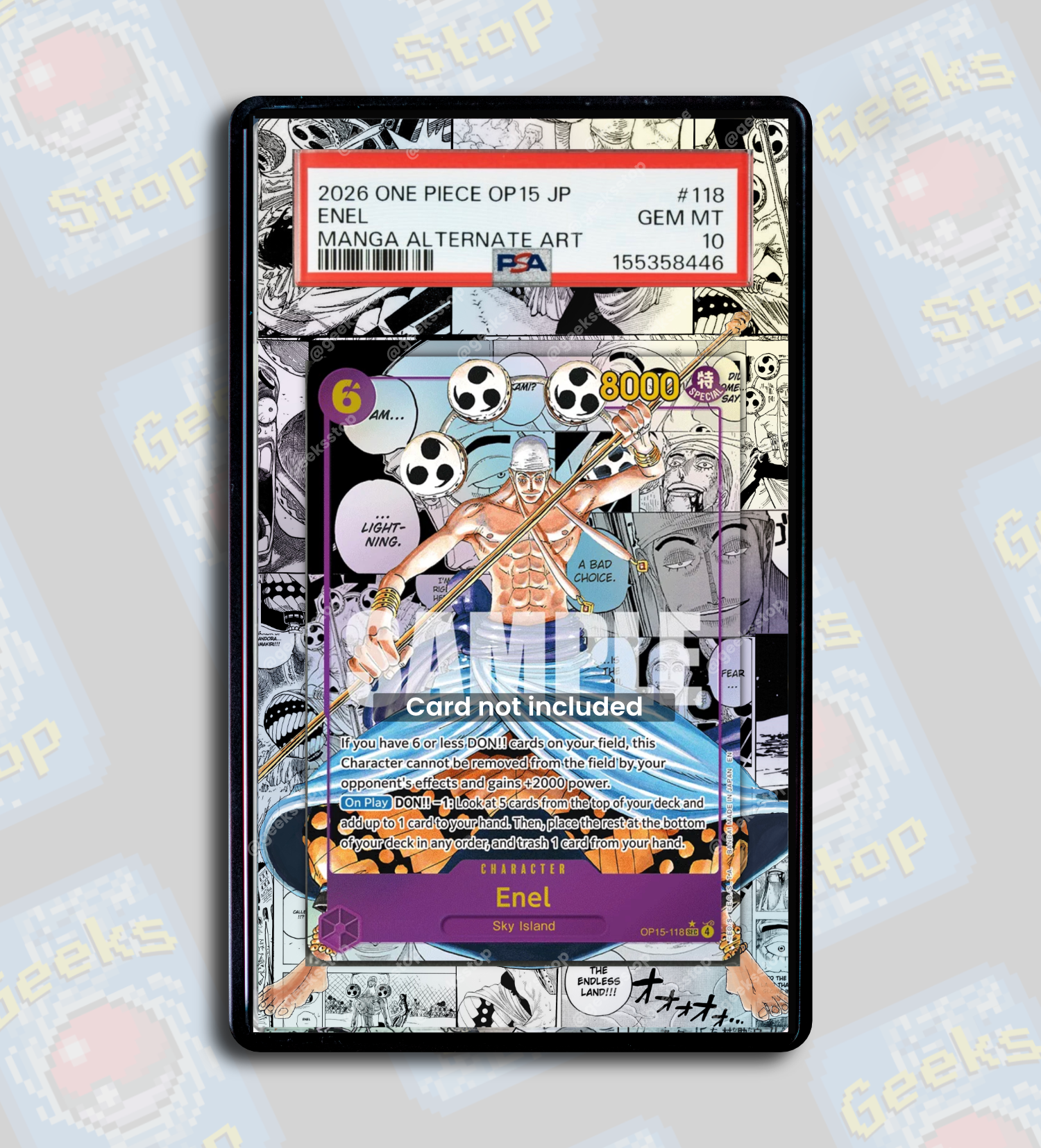 Enel Manga OP15 PSA TAG Beckett | Extended Art Display Case for One Piece Card