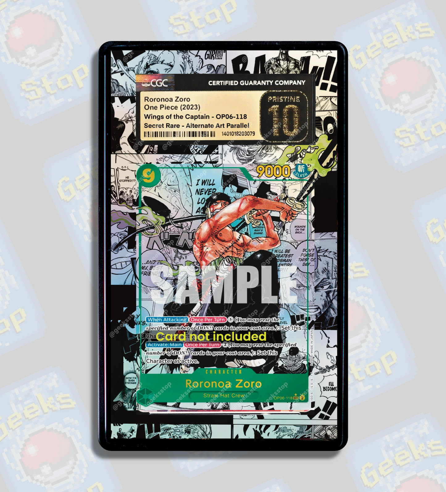 Roronoa Zoro Manga | PSA CGC Beckett Display Case Extended Art for One Piece Card