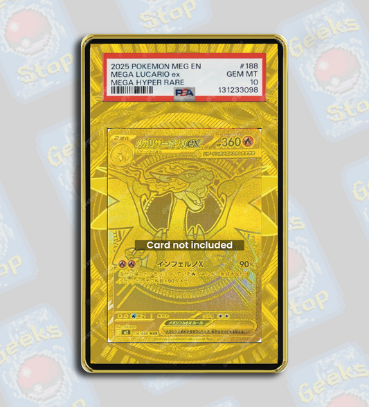 Mega Charizard ex Gold Hyper Rare PSA TAG Beckett | Extended Art Display Case for Graded Pokemon Card