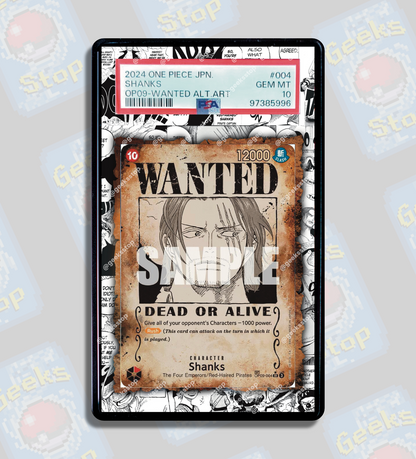 Shanks Wanted OP09 PSA CGC Beckett | Extended Art Display Case for Graded One Piece Card