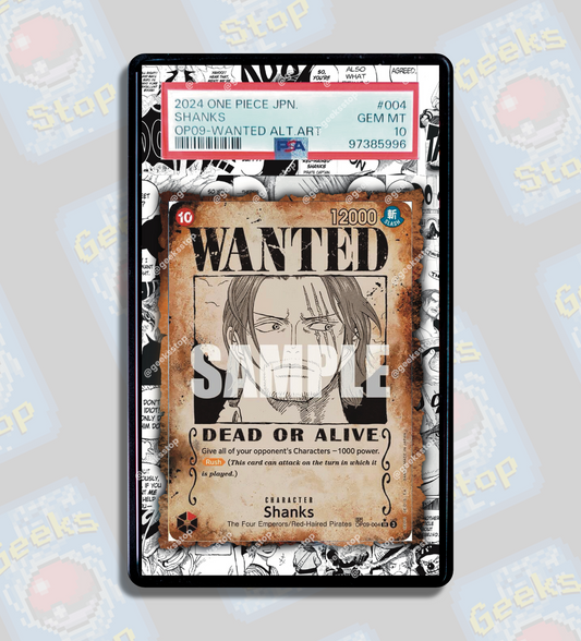 Shanks Wanted OP09 PSA CGC Beckett | Extended Art Display Case for Graded One Piece Card