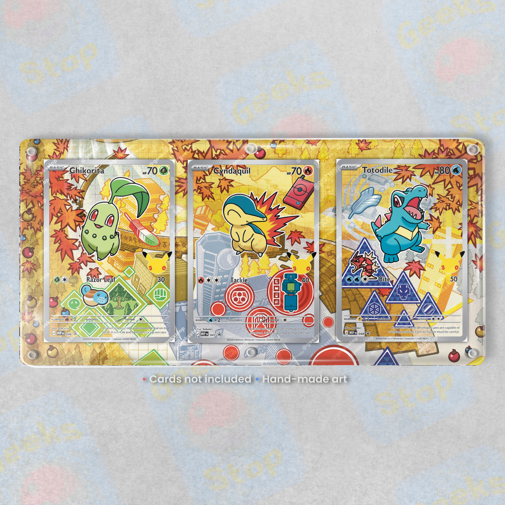 Chikorita Cyndaquil Totodile First Partner Illustration Series 2 | Extended Art Display Case