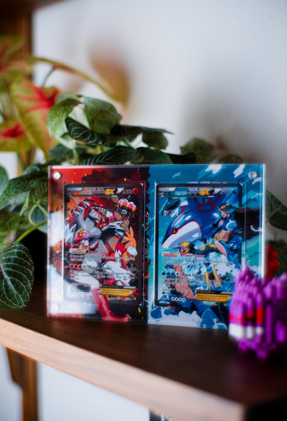 Team Magma’s Groudon vs Team Aqua’s Kyogre ex | Card Display Case Extended Art for Pokemon Card