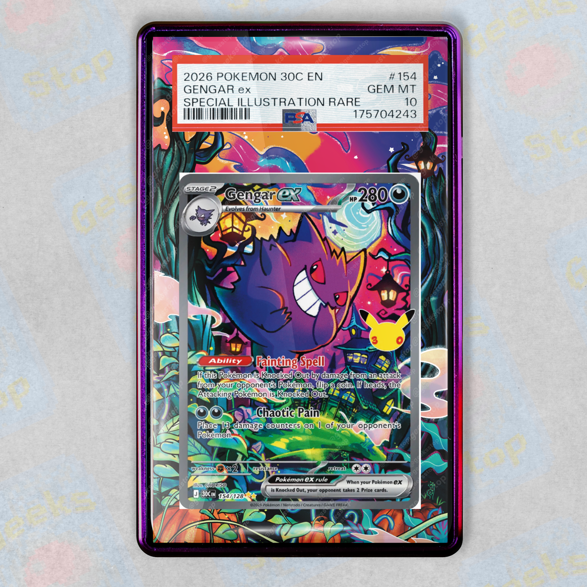 Gengar ex #154 30th Celebration Anniversary set PSA TAG Graded slab Extended Art Display Case
