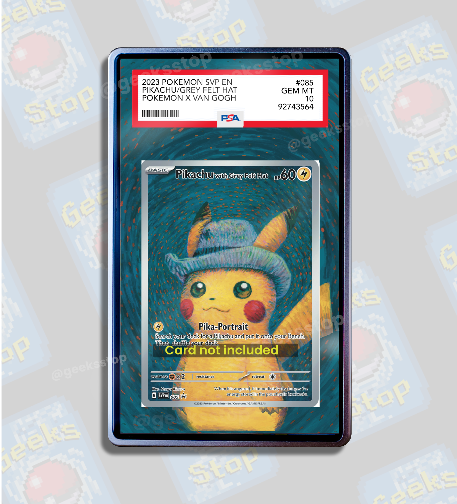 Pikachu with Grey Felt Hat PSA BGS | Display Case Extended Art for Pokemon Slab