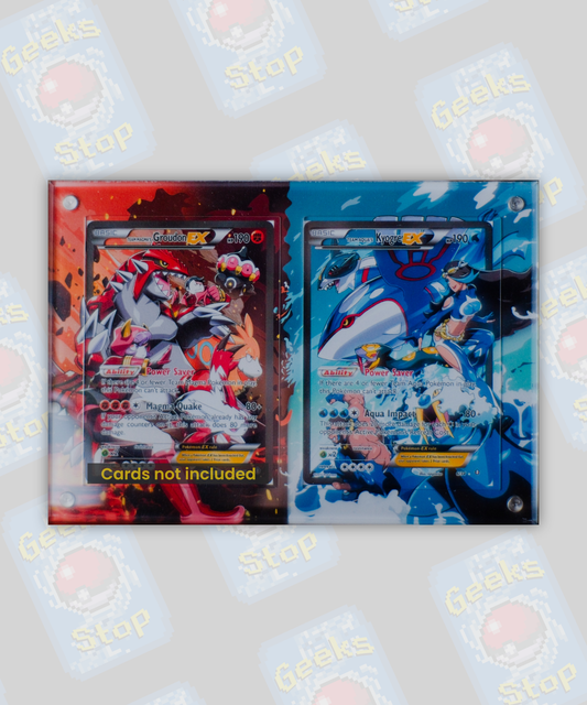 Team Magma’s Groudon vs Team Aqua’s Kyogre ex | Card Display Case Extended Art for Pokemon Card