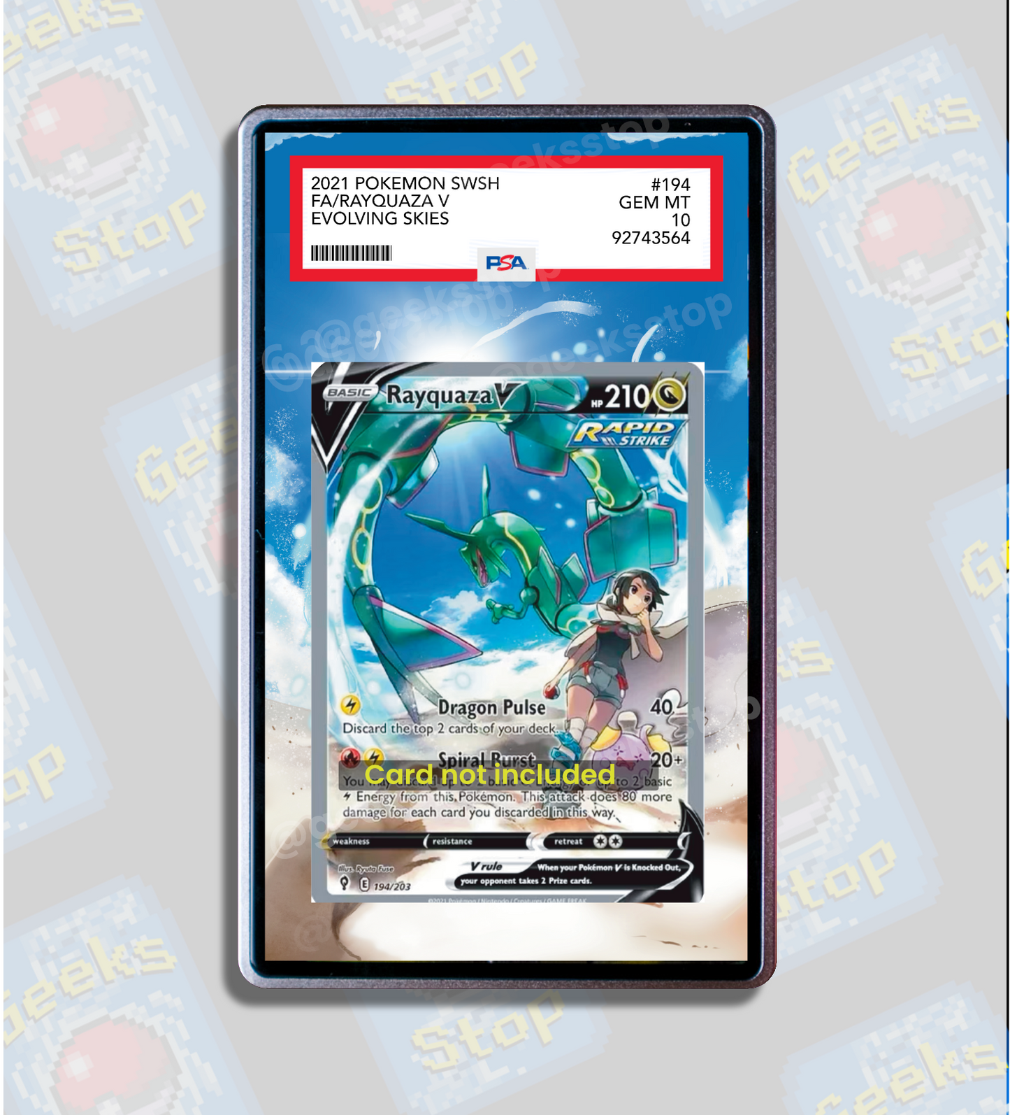 Rayquaza V Alt Art PSA BGS | Display Case Extended Art for Graded Pokemon Slab