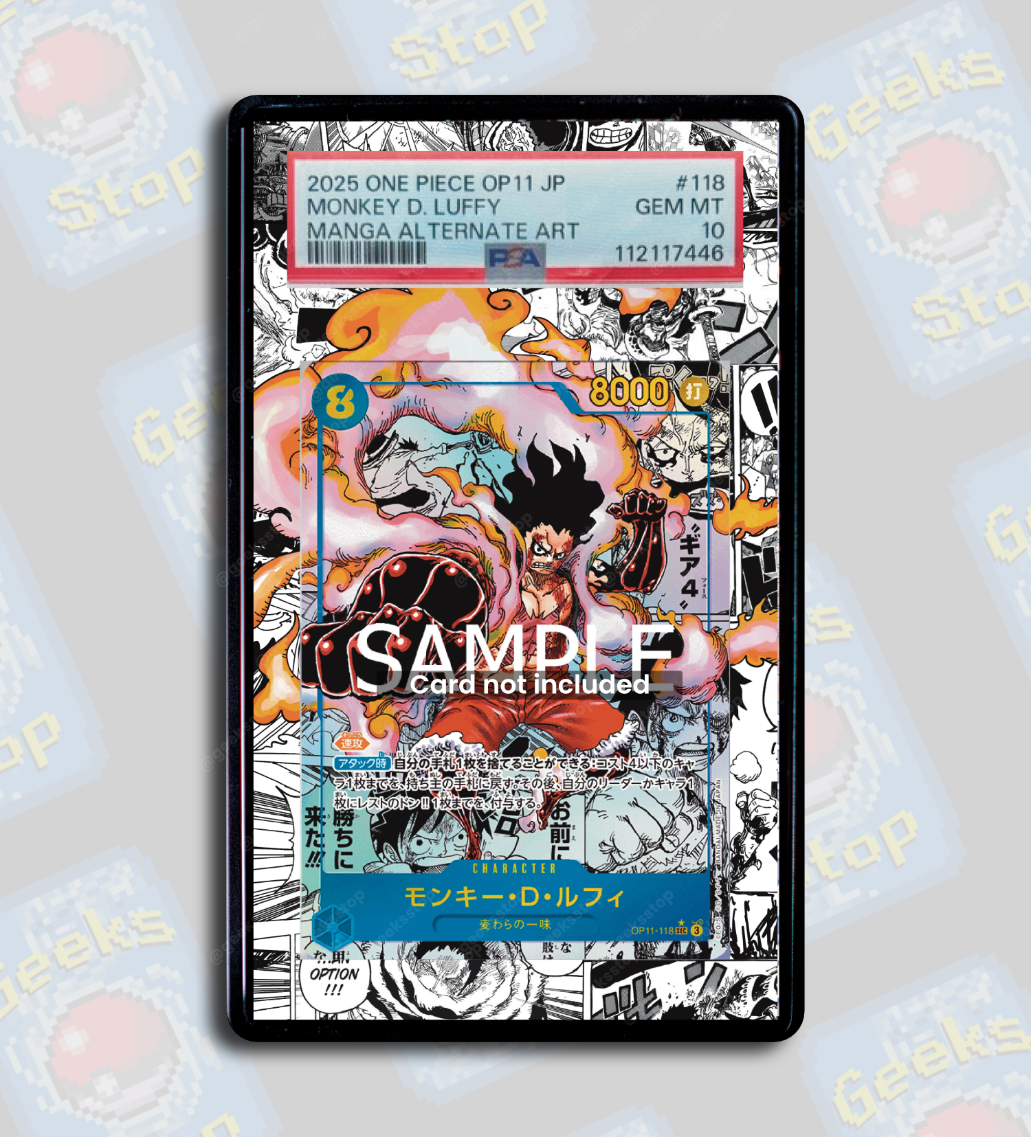 Luffy OP11 Gear 4 Manga PSA TAG Beckett | Extended Art Display Case for One Piece Card