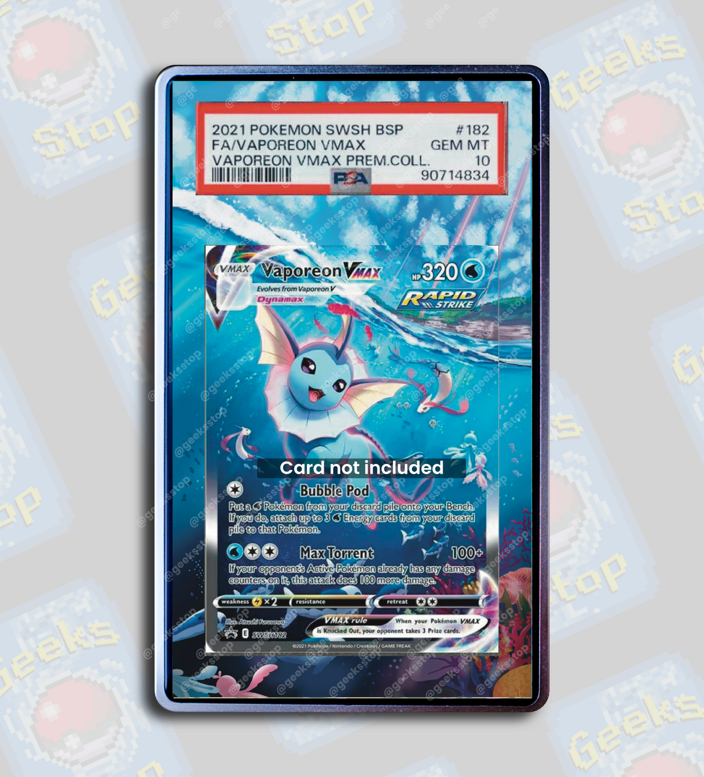 Vaporeon VMAX Promo PSA TAG Beckett | Extended Art Display Case for Pokémon TCG