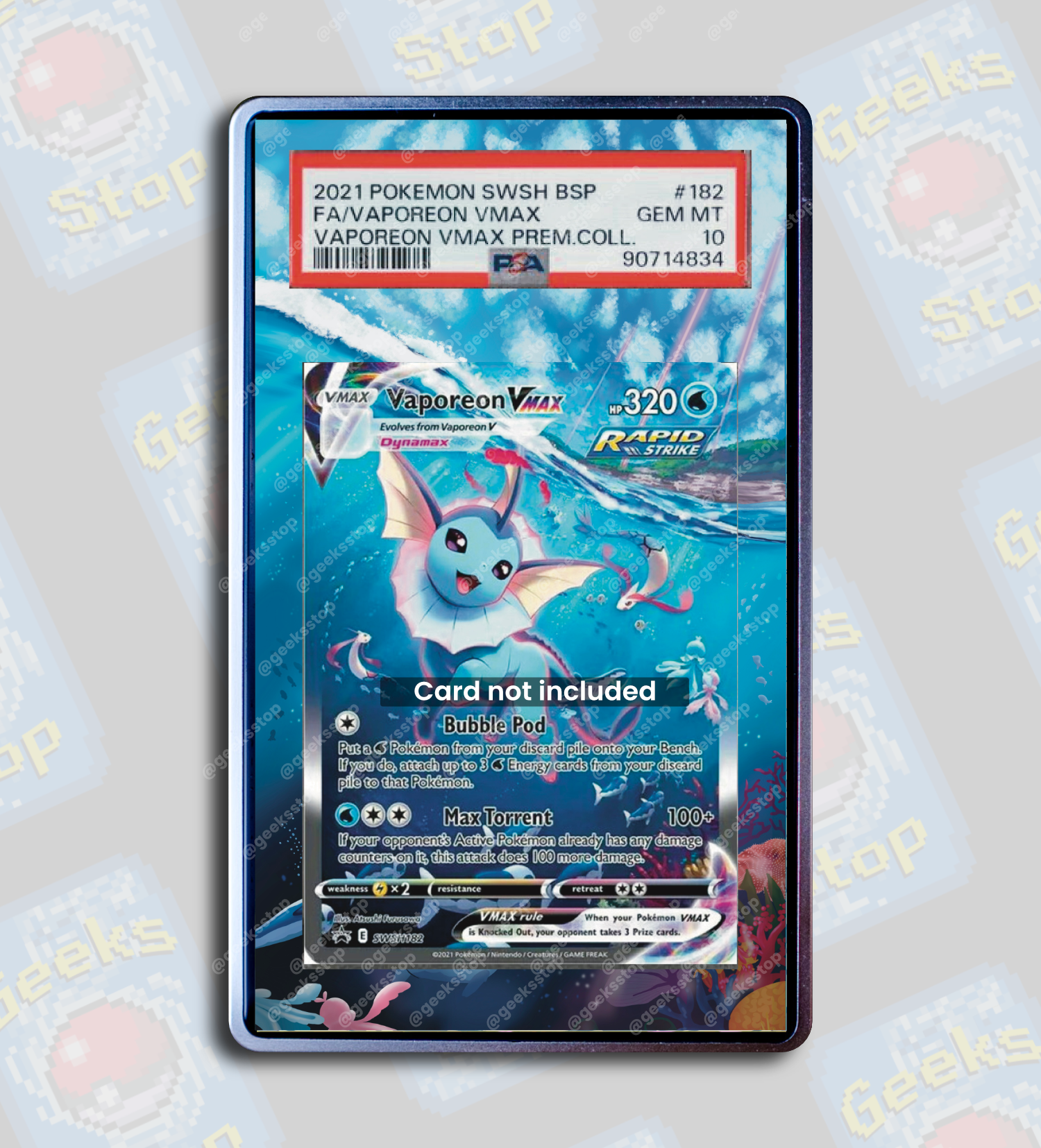 Vaporeon VMAX Promo PSA TAG Beckett | Extended Art Display Case for Pokémon TCG