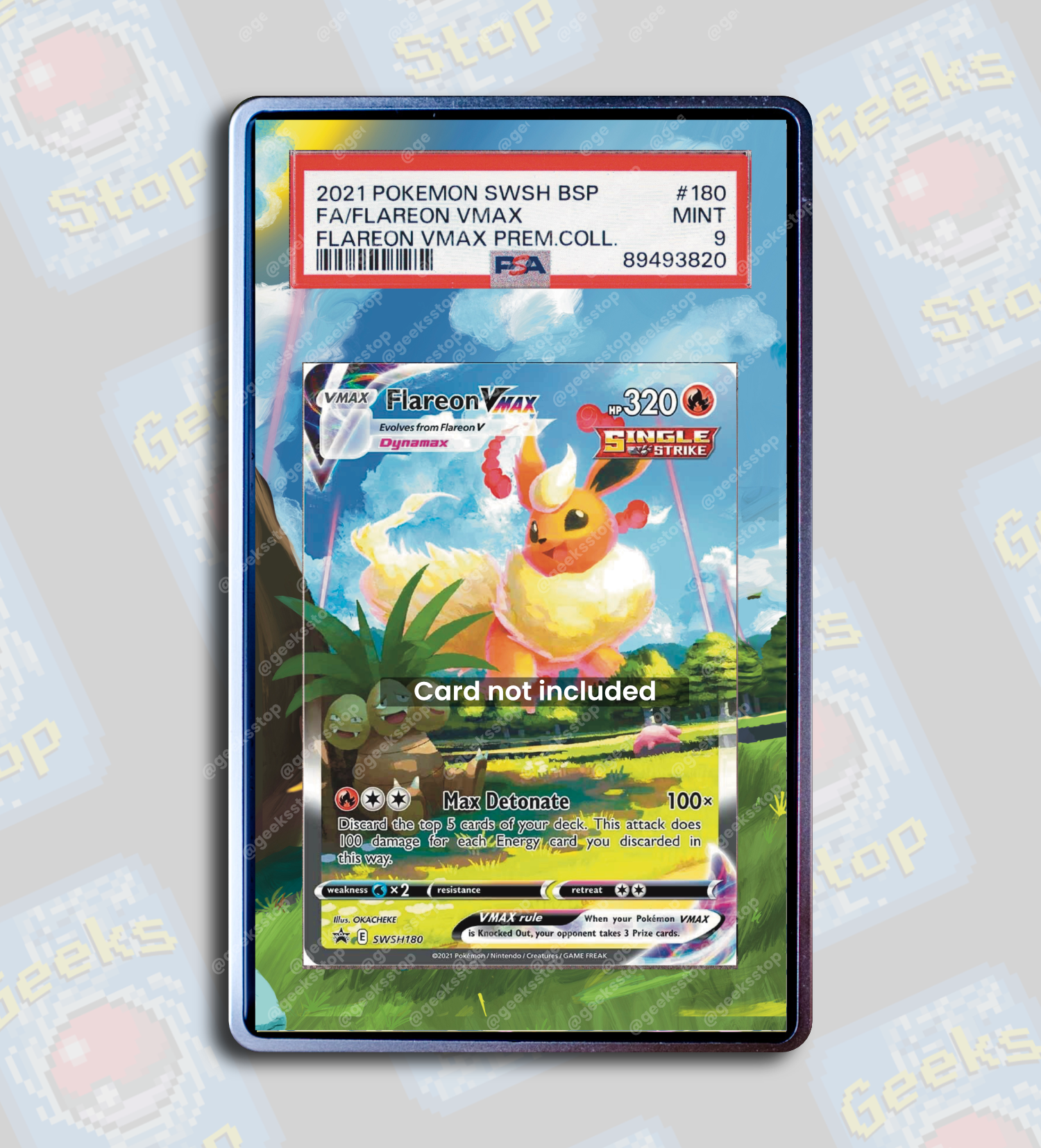 Flareon VMAX Promo PSA TAG Beckett | Extended Art Display Case for Pokémon TCG